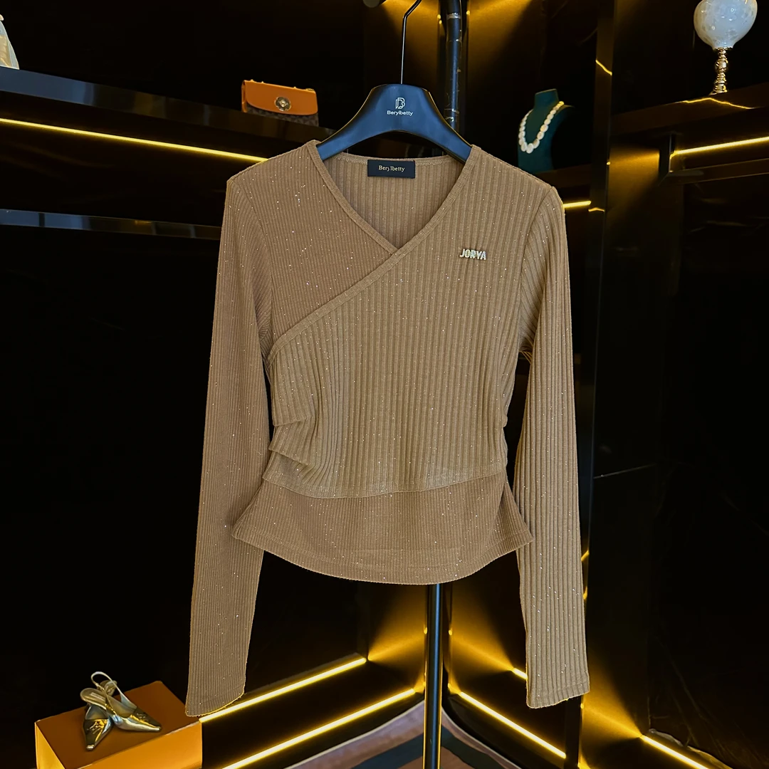 轻奢百搭修身冬季时尚气质设计感显瘦长袖上衣SM B1501