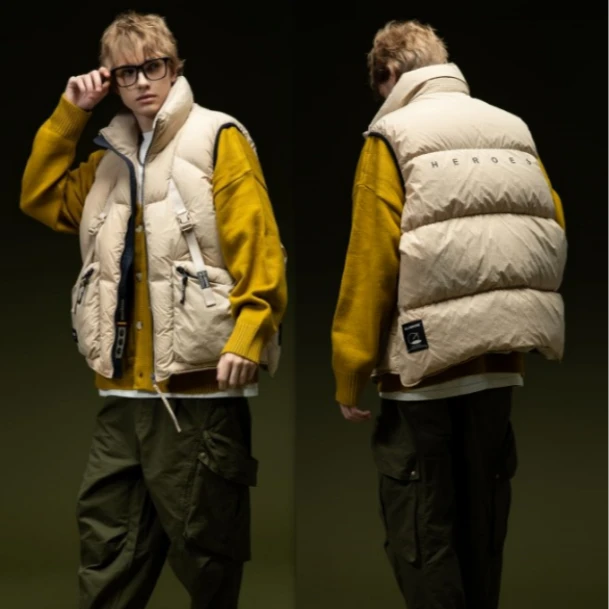 【胡轩推荐】潮流叠穿日常穿搭男士冬款立领羽绒马甲/Z108340003101