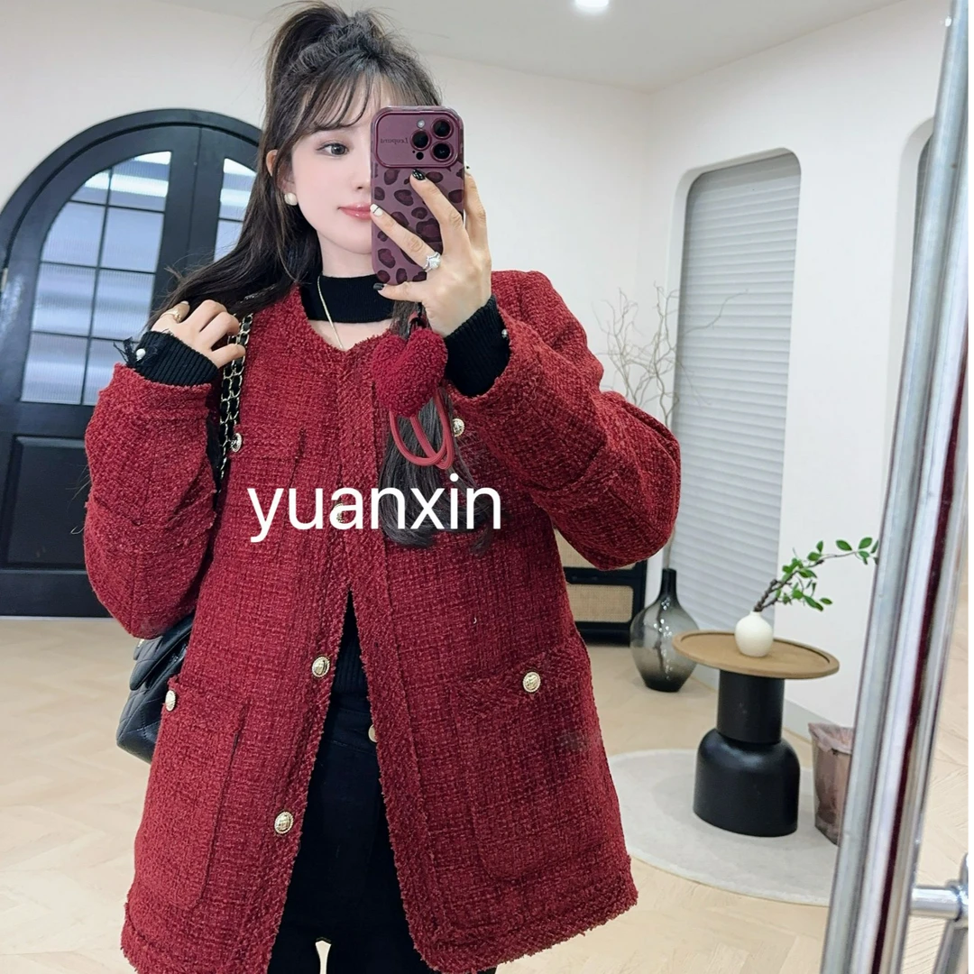 YX六 YRF2011273新款红色小香羽绒服外套时尚气质小香风韩版