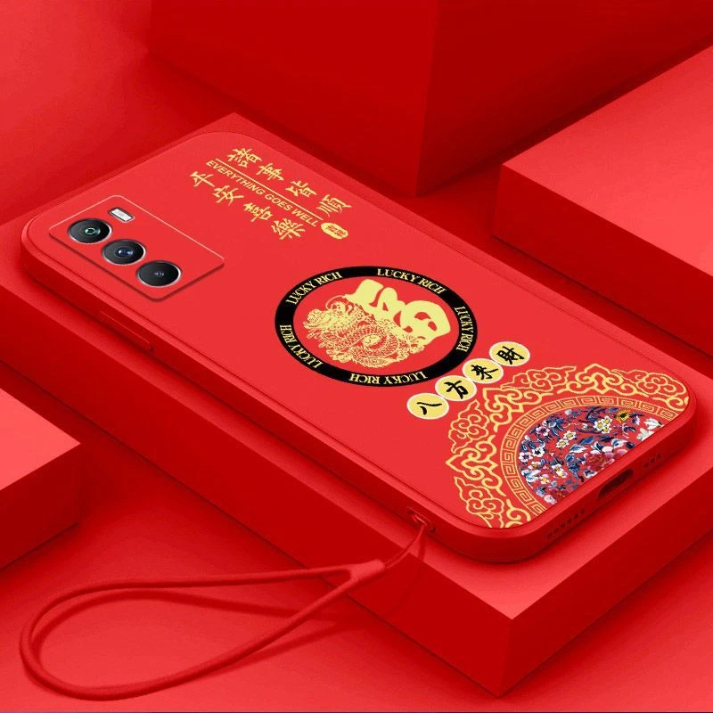 vivoT1手机壳国潮龙福液态硅胶软壳全包镜头新款超薄保护套