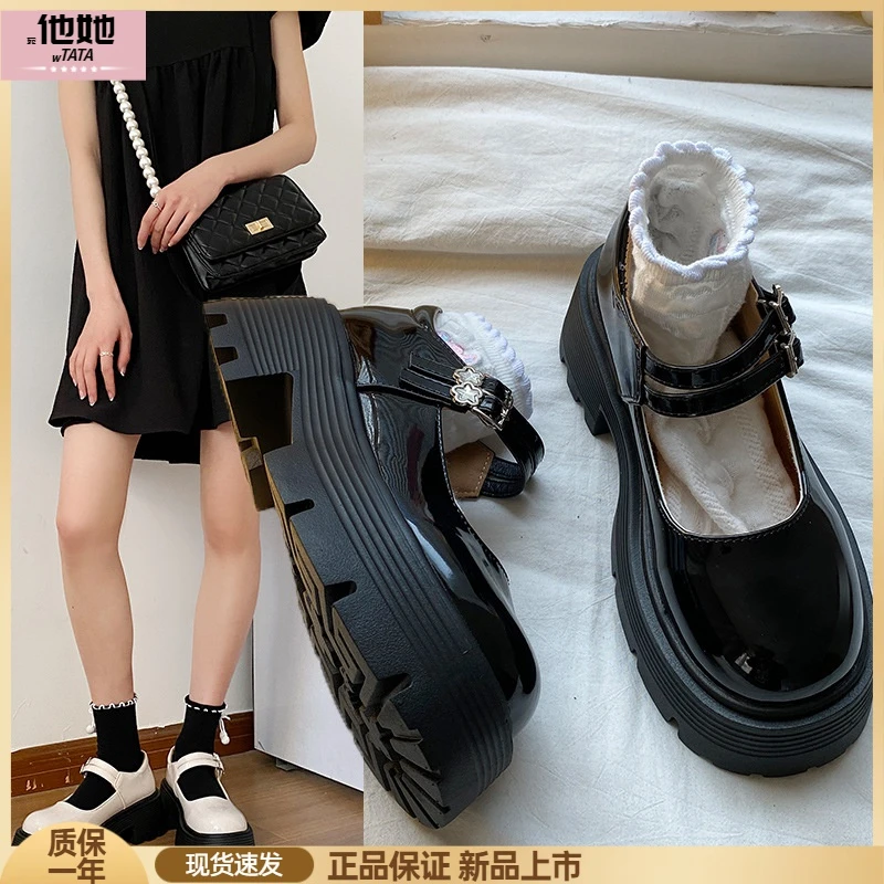 2023新款网红女士夏季英伦风小皮鞋厚底粗跟时尚百搭法式玛丽珍鞋