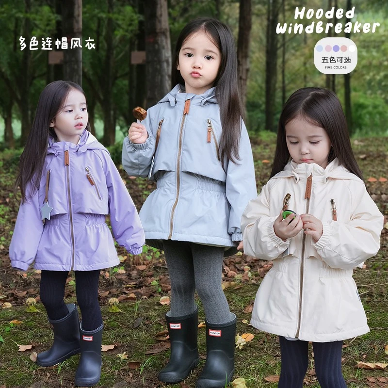 AnnieGirl女童五色可选保暖秋冬连帽加绒风衣宝宝外套冬洋气户外