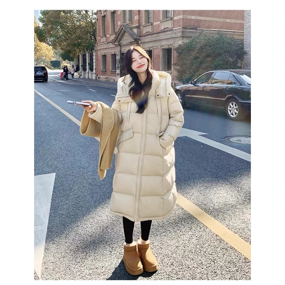 【麦兜】新国标大朵白鸭绒加厚长款宽松休闲简约白鸭绒羽绒服