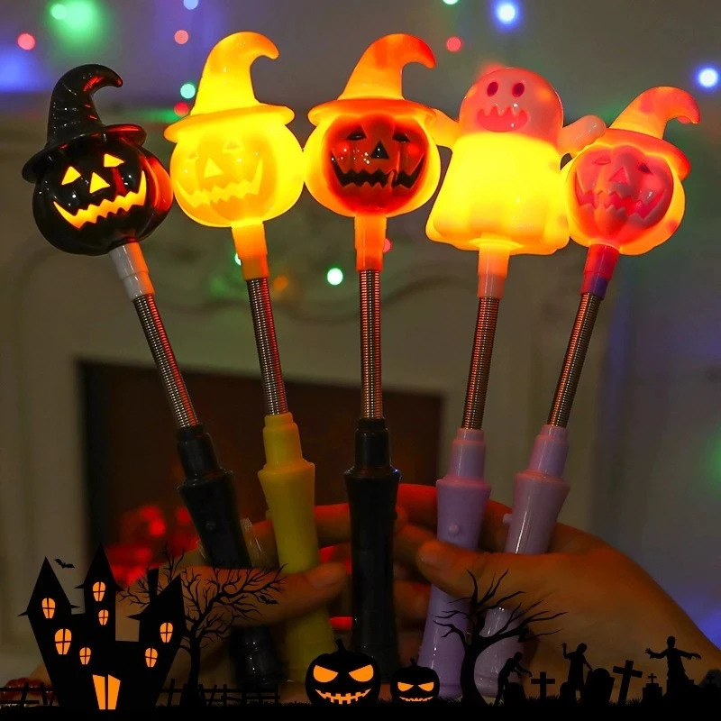 万圣节手摇棒手持发光装饰南瓜灯小礼品礼物拍照道具活动氛围