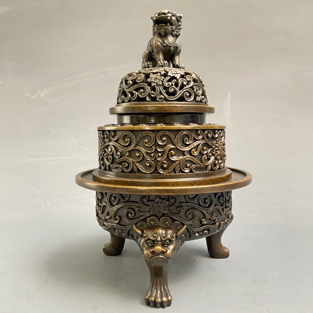 陈巧生制香薰炉狮牛三层香薰炉苏工经典 上口径7.2厘米