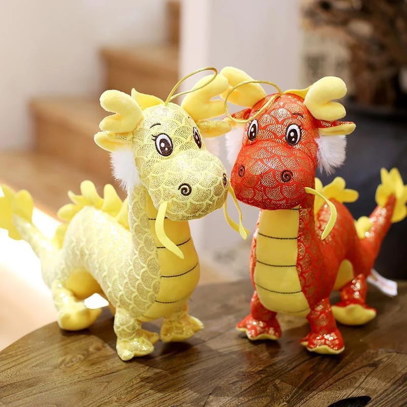 吉祥物龙年公仔玩偶生肖龙毛绒玩具红金金龙布娃娃新年礼物礼品女