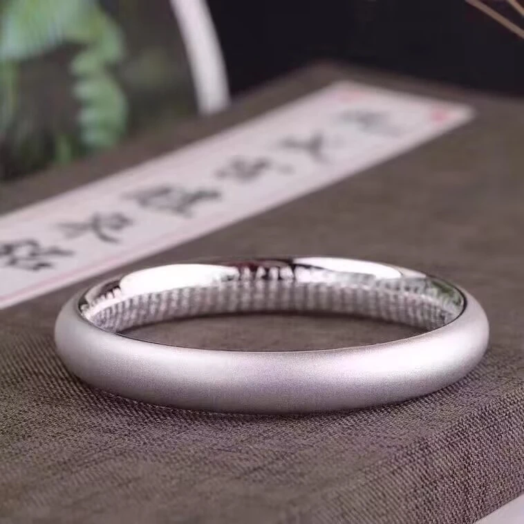 足银手镯 【A835】43克999.9古法心经手工磨砂实心经典传承百搭