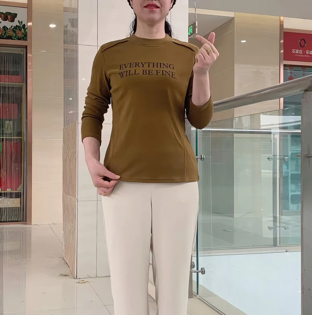 圆领女士休闲春季长袖运动显瘦双面绒保套头暖印花百搭春夏季时尚