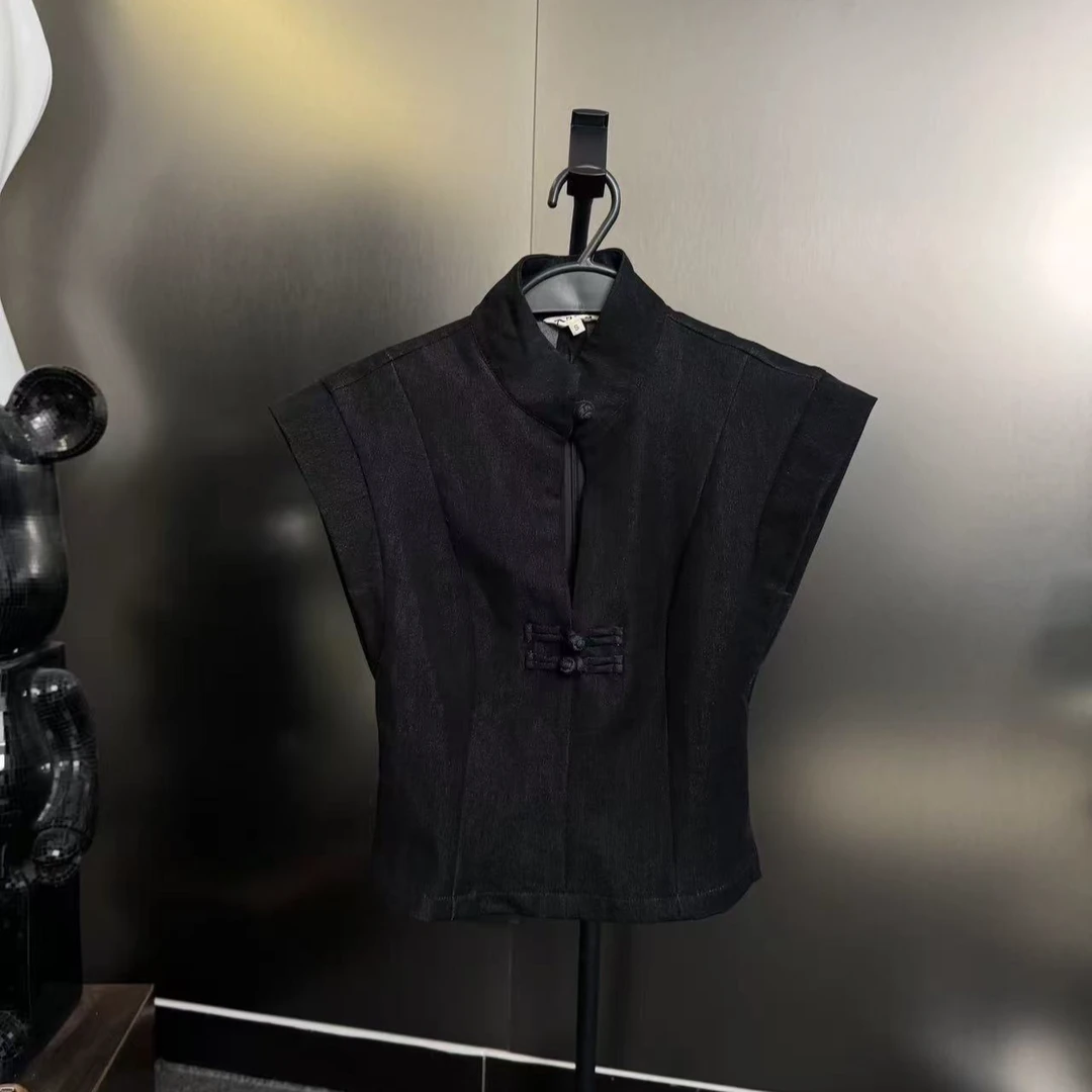 秋季新款飞飞袖设计国风盘扣马甲女显瘦