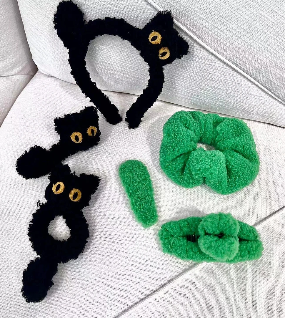 设计师原创罗小黑绿色发库发圈发夹