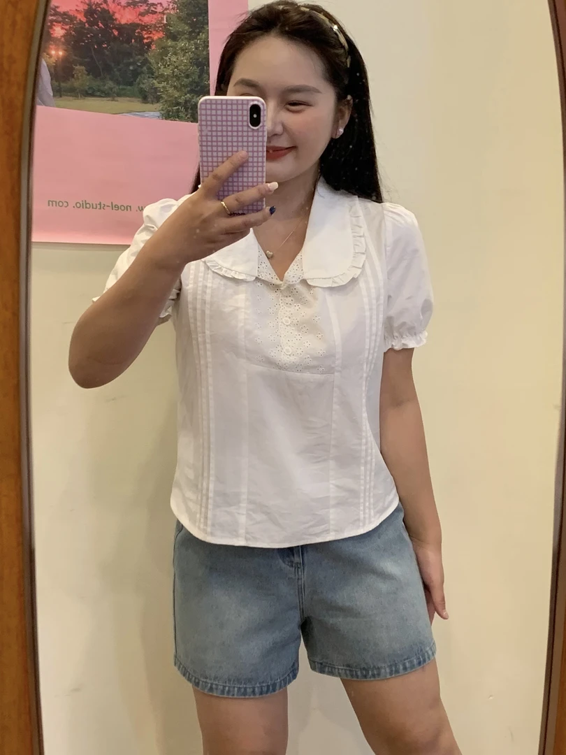 KMZY/KMZY山_山微胖女装韩版夏季夏日百搭牛仔蓝a字阔腿牛仔短裤