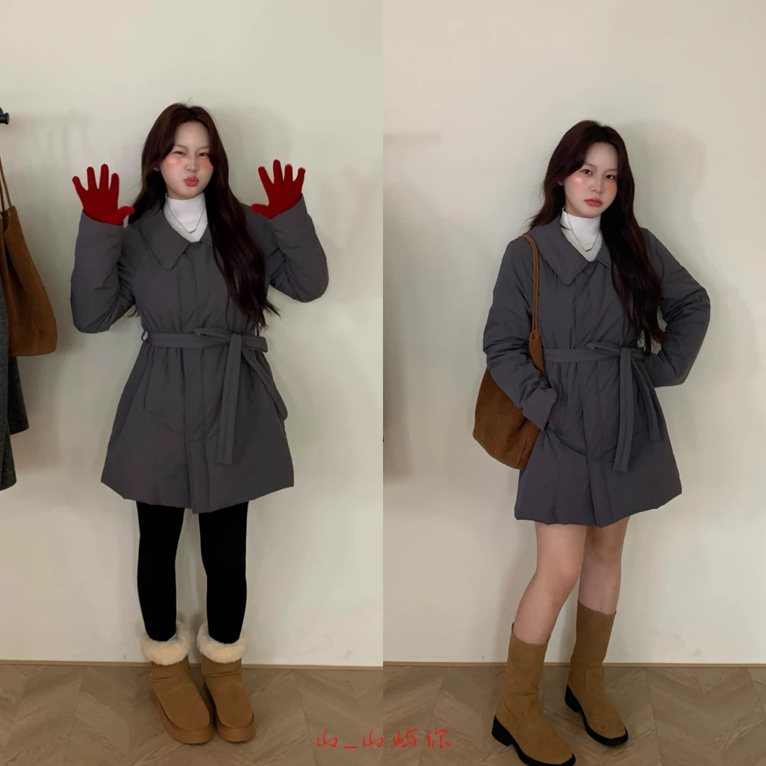 KMZY/KMZY山_山【韩女滤镜】微胖mm韩版气质设计感夹棉收腰棉服外套