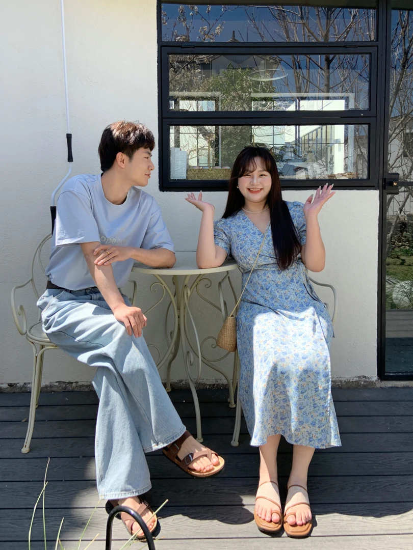 KMZY/KMZY山山屿你【海岛花园】微胖大码一片式连衣裙显瘦V领碎花女