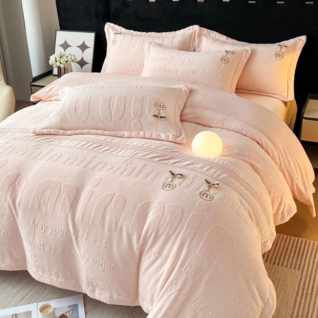 工艺款加厚兔兔婴儿绒宝宝绒四件套床上用品被套加绒双面绒