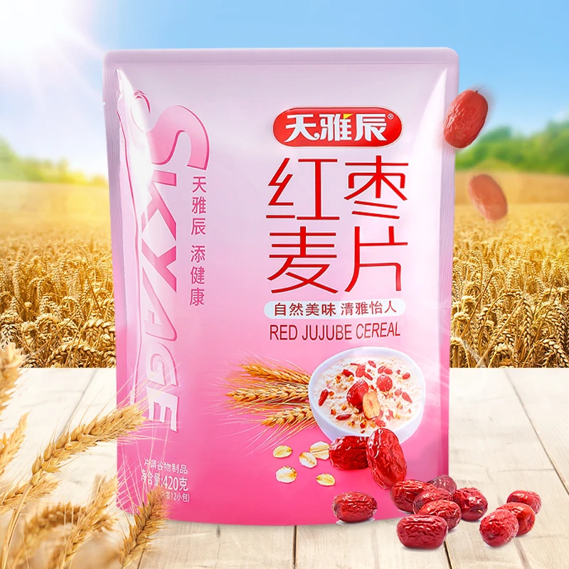 天雅辰红枣麦片420g早餐谷物燕麦代餐即冲即饮营养醇香内含12小包