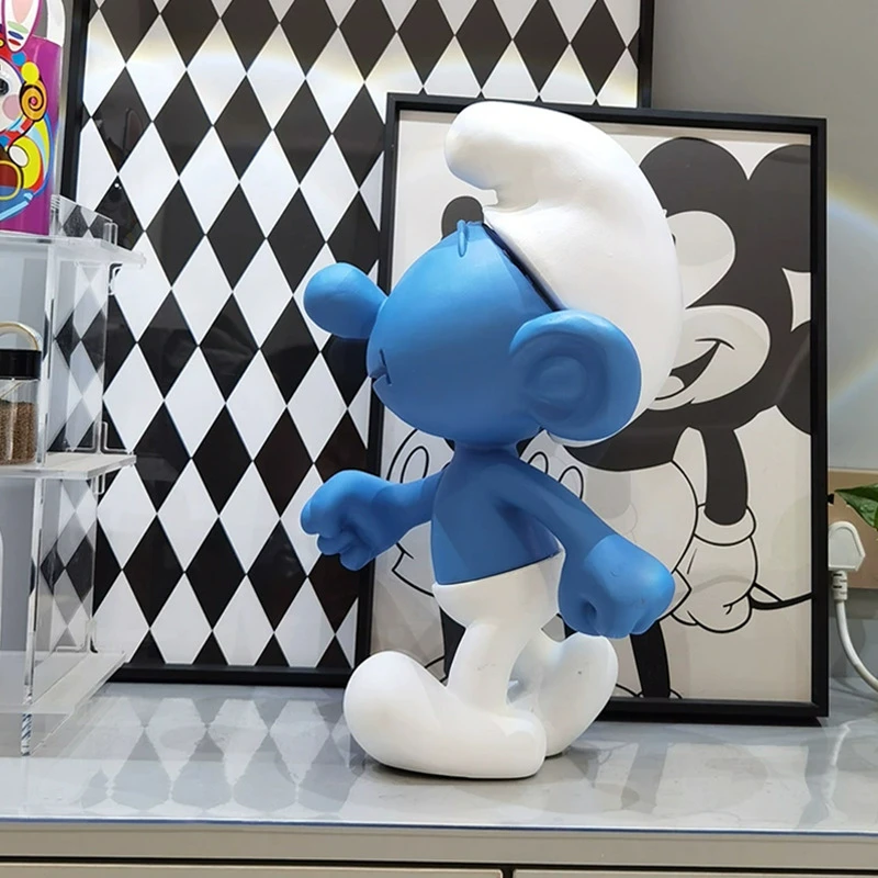 轻奢风摆件卡通公仔客厅酒柜办公室橱窗创意可爱蓝精灵工艺装饰品