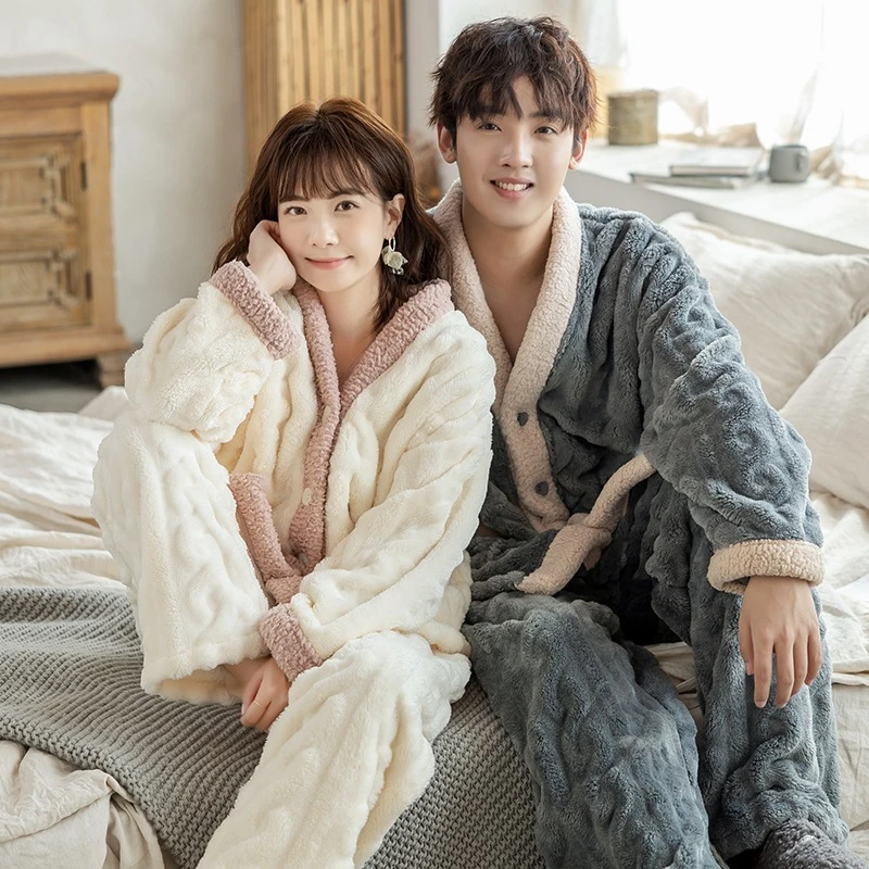 情侣冬款秋冬季新款法兰绒加厚男士长袖长裤羊羔绒女可外穿家居服