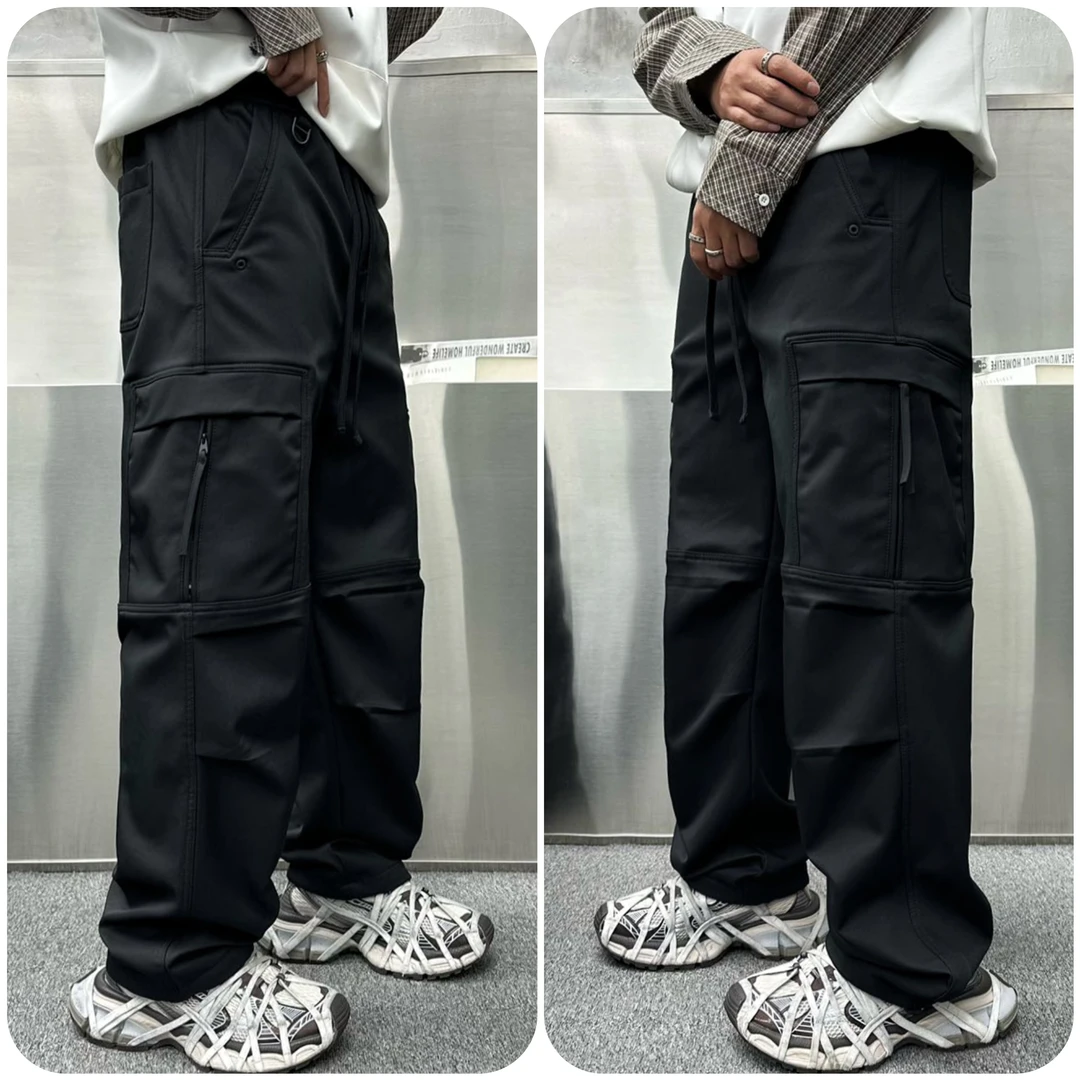 冬季加绒工装裤伞兵拉链裤休闲保暖长裤百搭宽松裤男士直筒裤8863