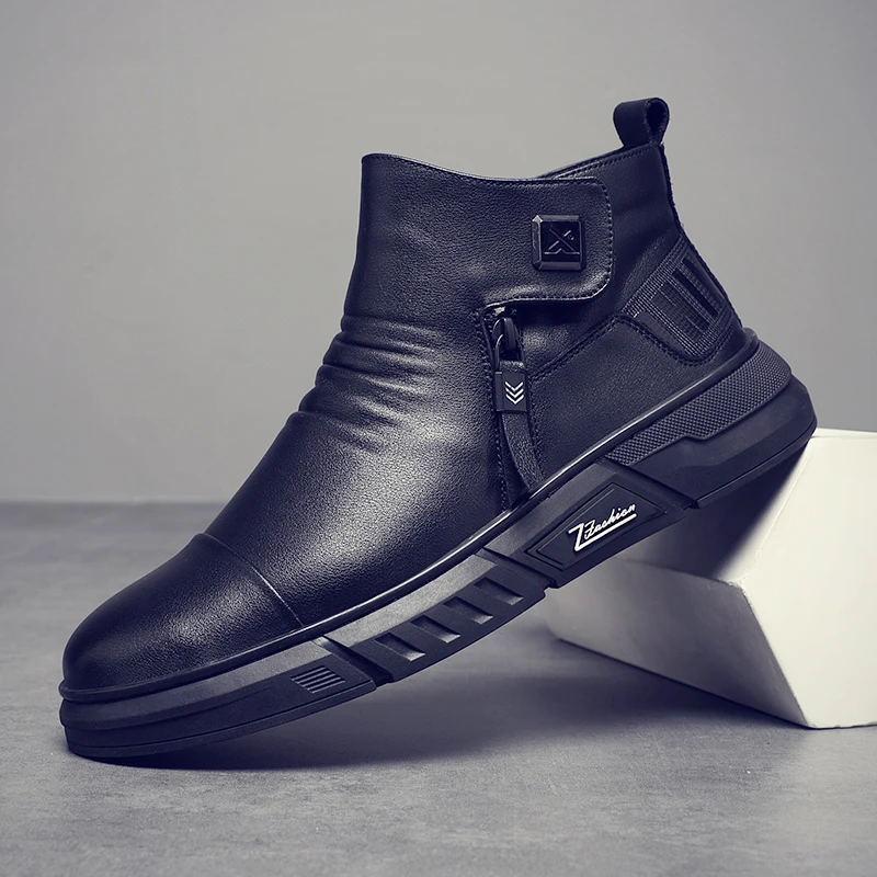 男士棉皮鞋秋冬季加厚保暖雪地短靴羊皮毛一体软底东北大棉鞋男