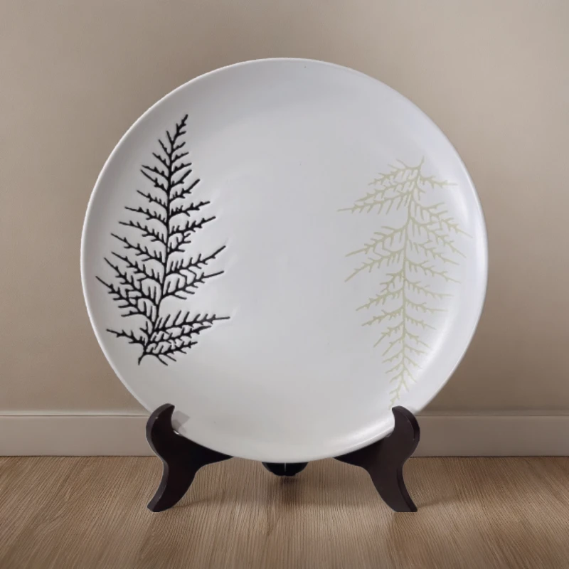 099 微瑕品白色浮雕大盘