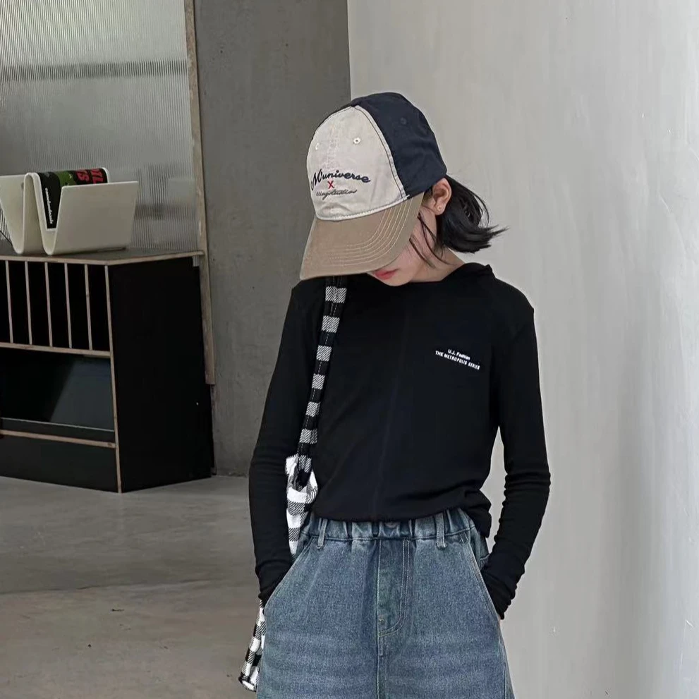 女童针织连帽长袖打底衫春秋款2024新款韩版中大童女孩洋气上衣潮