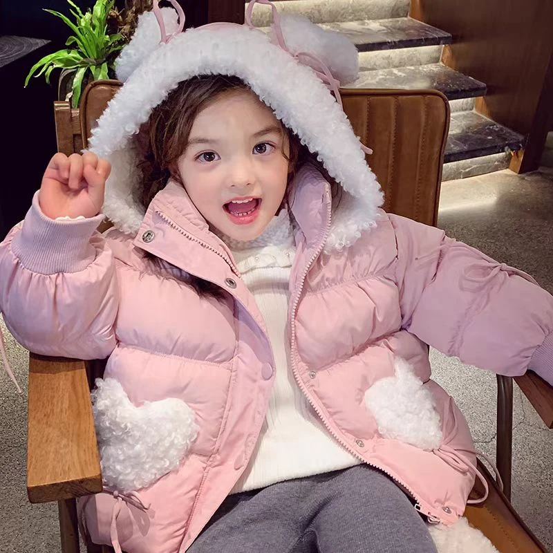 冬季新款女童加厚加绒棉衣宝宝棉服儿童洋气连帽保暖韩版冬款女宝