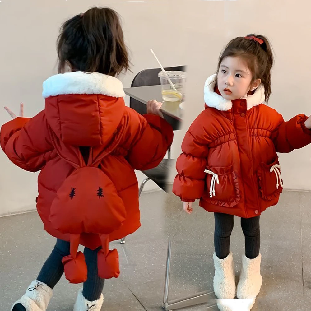 冬季女童加厚加绒棉衣宝宝棉服儿童洋气连帽保暖韩版女宝小女孩