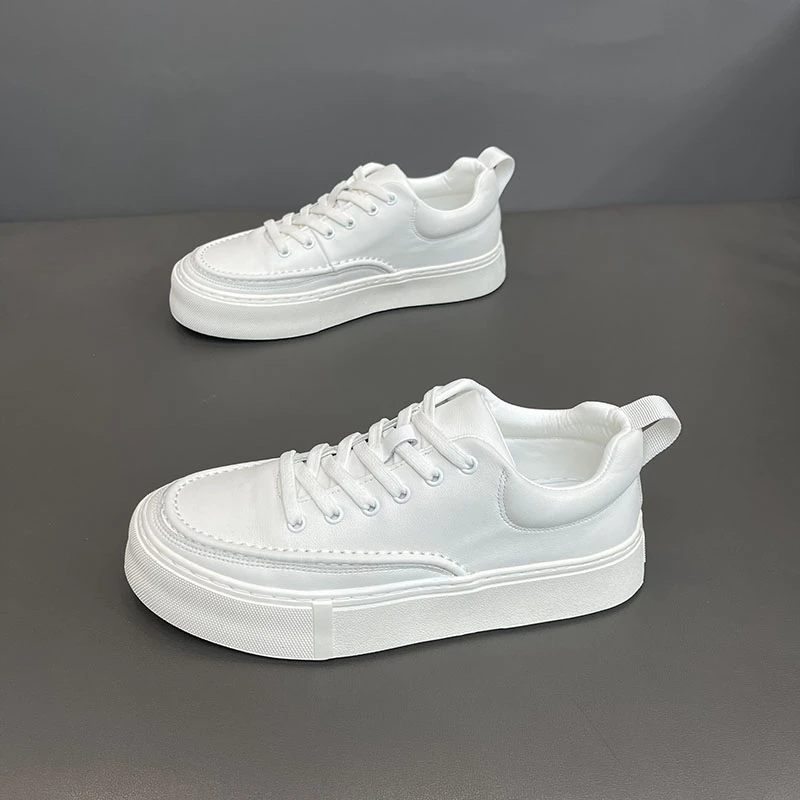 国潮真皮小白鞋男年夏季新款潮男透气休闲皮鞋百搭皮面鞋子男痞帅