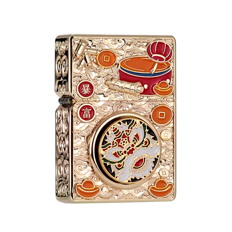 佐罗ZORRO打火机吉祥如意醒狮盔甲珐琅油机男士创意打火机