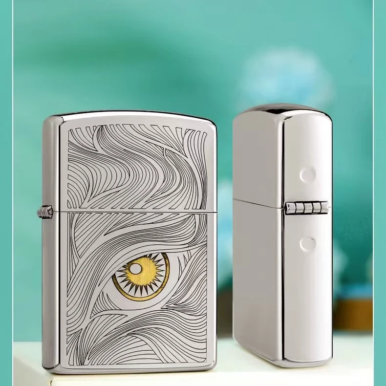 首领秋水含情煤油创意打火机男士哈雷个性镜面防风原装雕刻