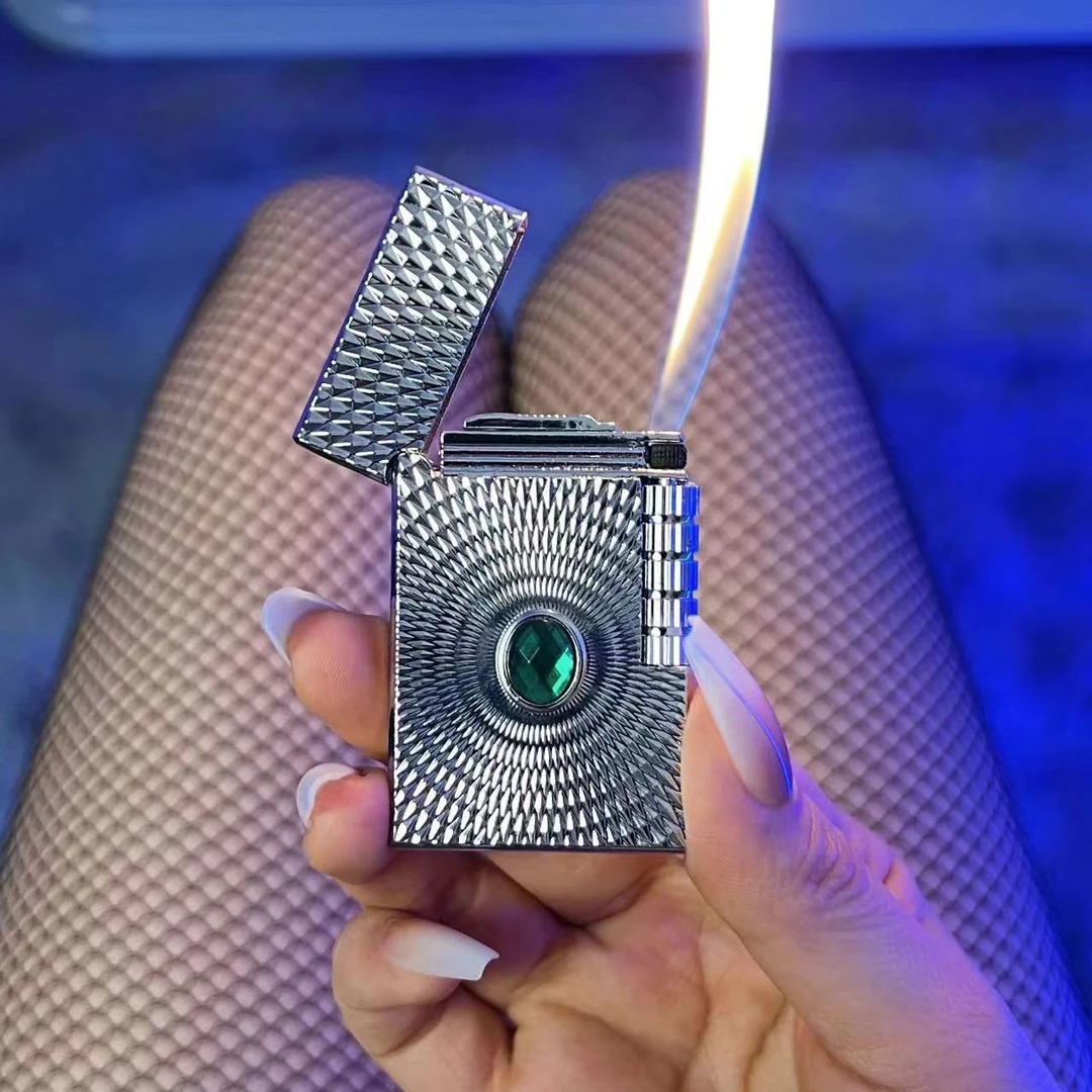 888新款精品磨砂颗粒镶钻充气朗声打火机炫酷个性送礼点烟神器