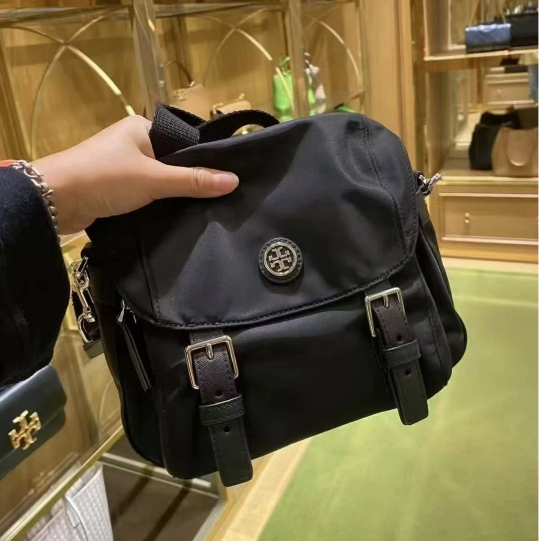 TORY BURCH/汤丽柏琦斜挎包复古logo标牌尼龙大容量单肩包85054