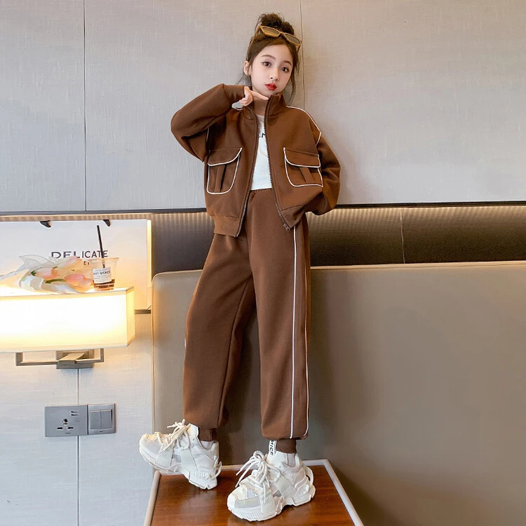 女童套装秋装时尚洋气2023新款中大儿童装网红女孩休闲外套时髦潮