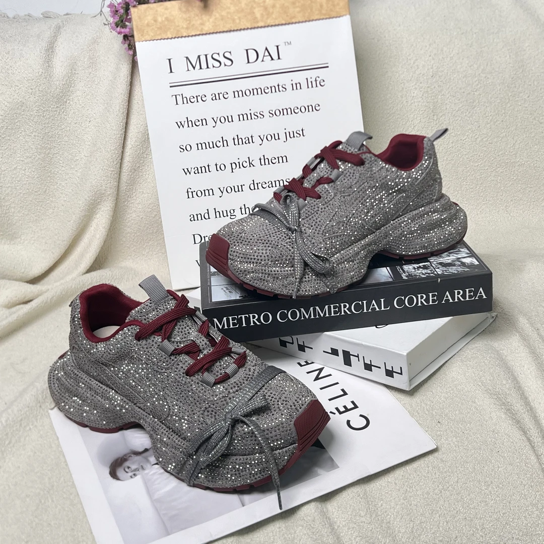 【星仔专属】欧洲站满钻增高老爹鞋2024秋季新款潮流休闲鞋女H85