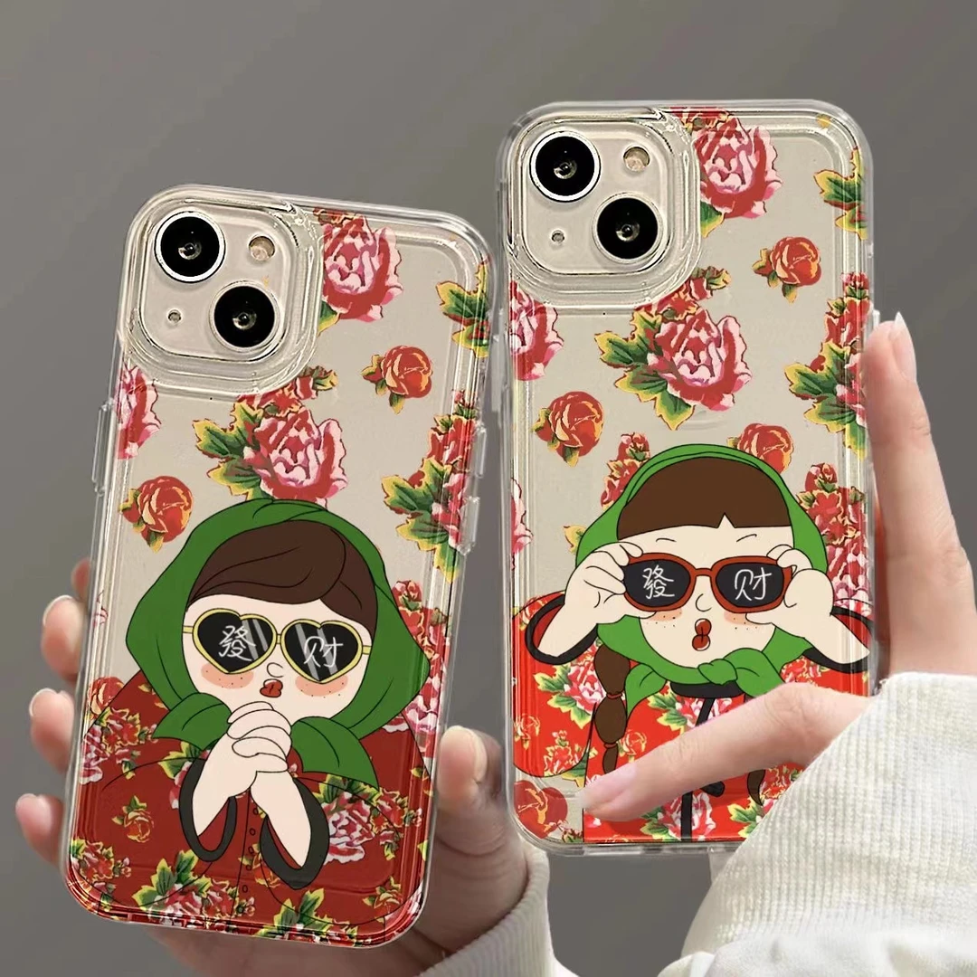 恭喜发财透明保护壳苹果13promax手机壳iphone14/15plus软壳12x11