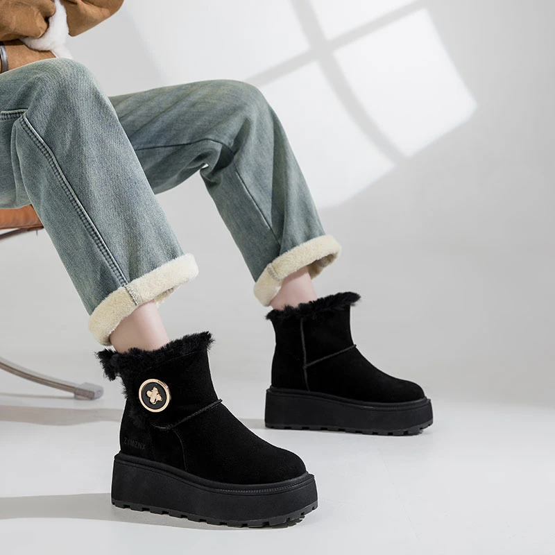 23223  增高8CM 秋冬加绒保暖内增高雪地靴女冬加厚厚底女短靴
