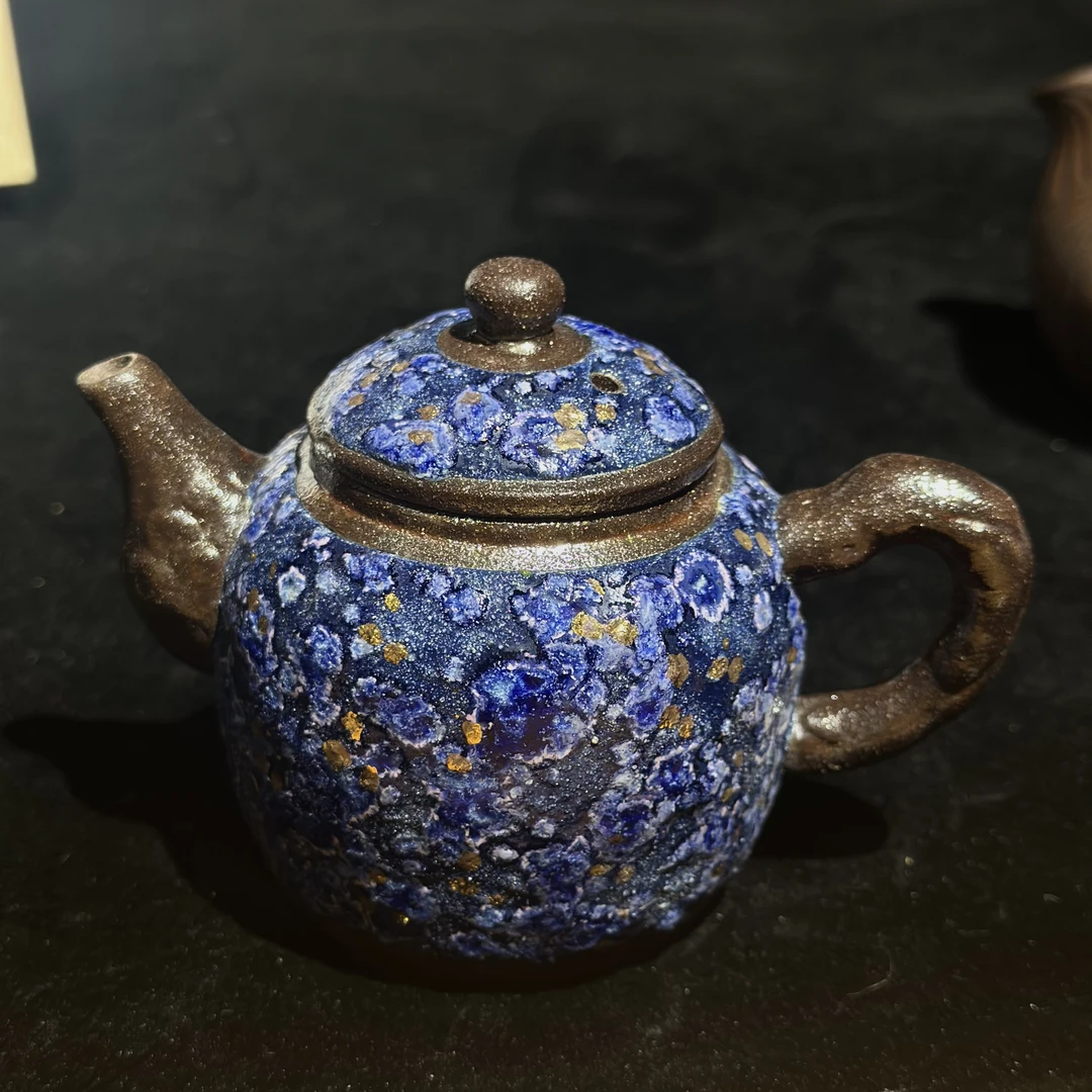 老岩泥矿石茶壶过滤孔泡茶壶手工斑斓壶复古七彩陶过滤单壶粗陶