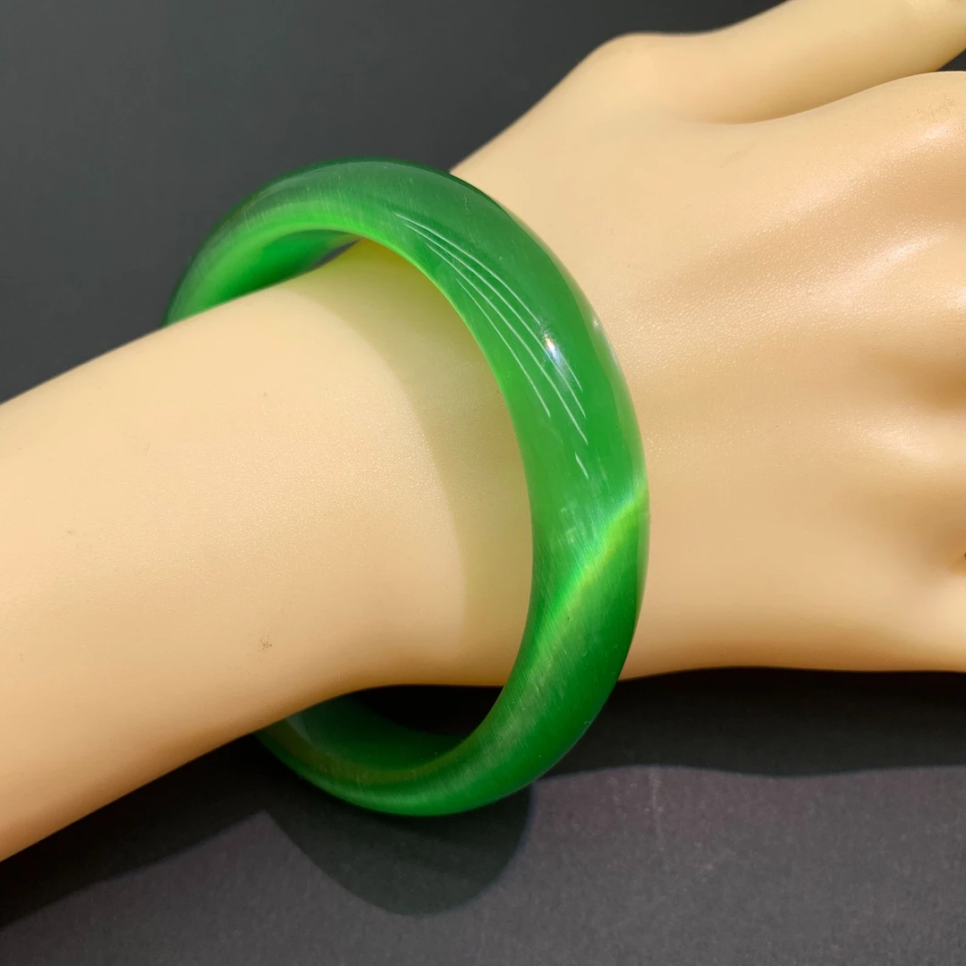 时髦好货 绿色喵眼手镯绿波盈盈菠菜绿色系显白显气质品味非凡