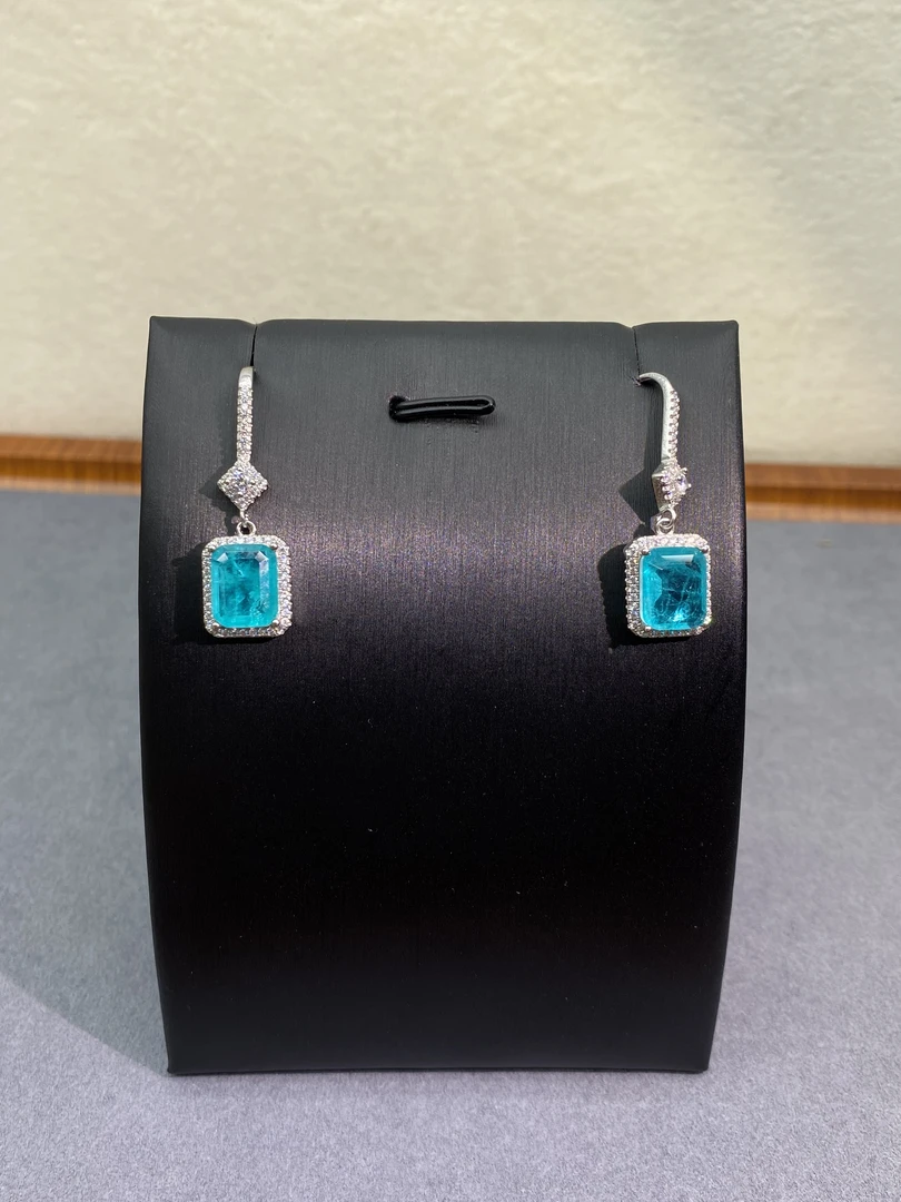 时尚耳饰耳坠耳钉方糖公主方稀有帕拉伊蓝色美观档次百搭气质