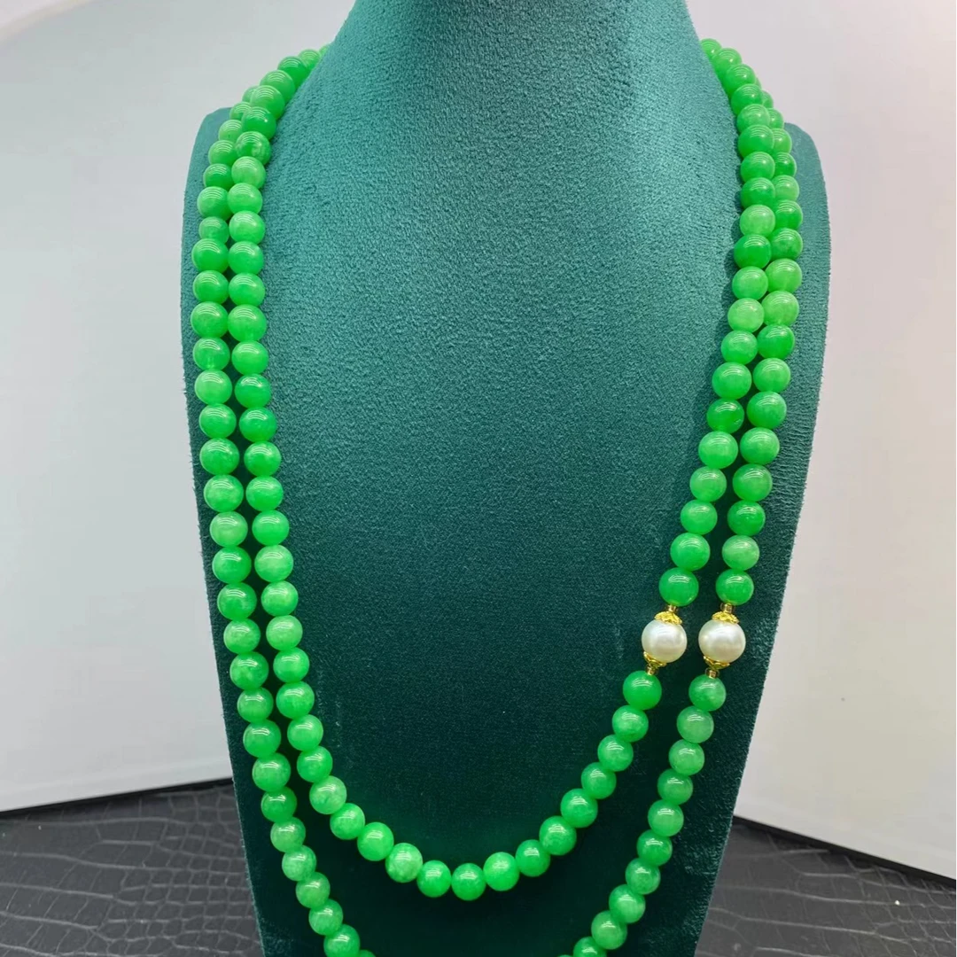 毛衣链项链时尚绿色双层超长珠链贵妇气质项链手链多用妈妈链