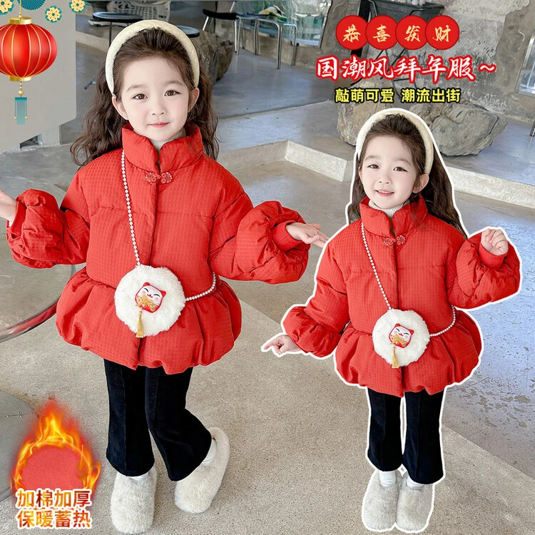 棉袄/棉服休闲纯色女童中小童