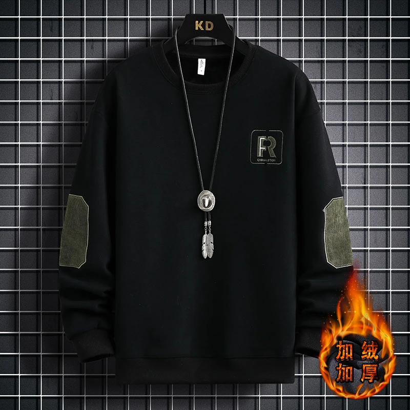 9918新款加绒宽松卫衣男2024冬