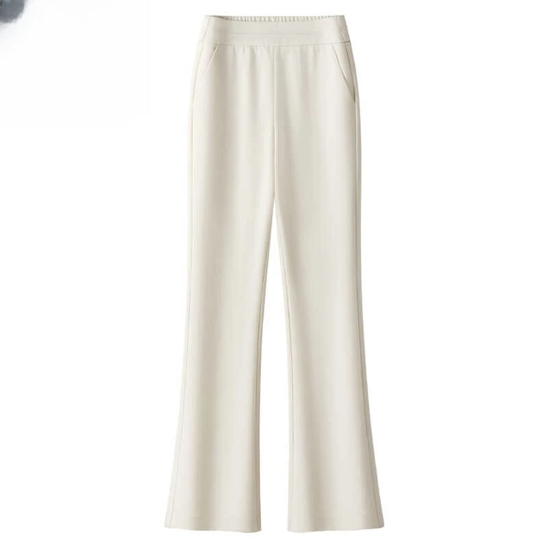 居幻艾格白色喇叭裤女新款2024休闲西装裤显瘦垂薄款感高腰微喇裤