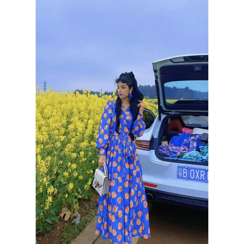 【蓝调蔷薇花】名品汇高定系列原创定制调节飘带丝绒提纹花