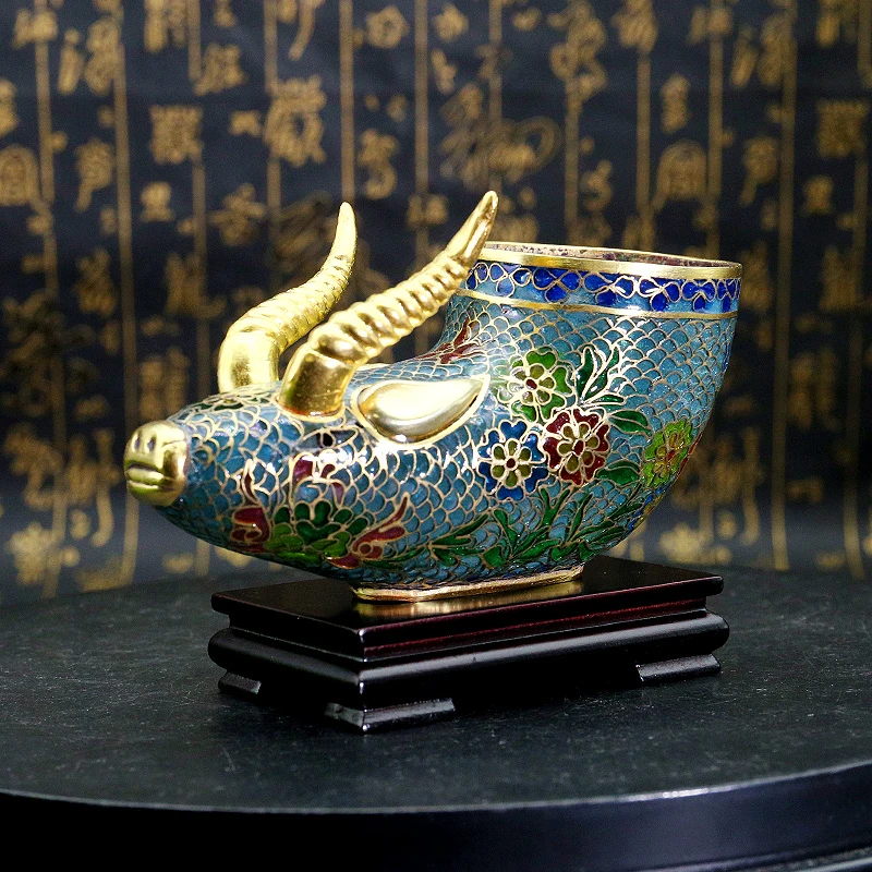 脱胎掐丝珐琅吉祥兽首杯  宫廷艺术 工艺精湛 匠心传承