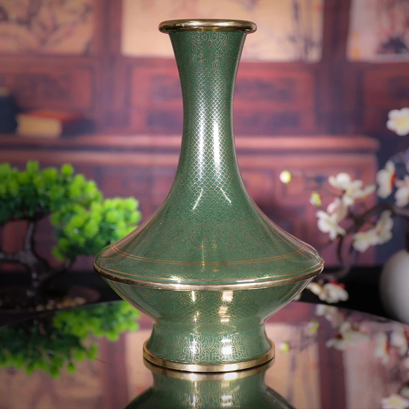 景泰蓝撒金釉龙麟纹盖碗瓶  宫廷艺术 工艺精湛 匠心传承