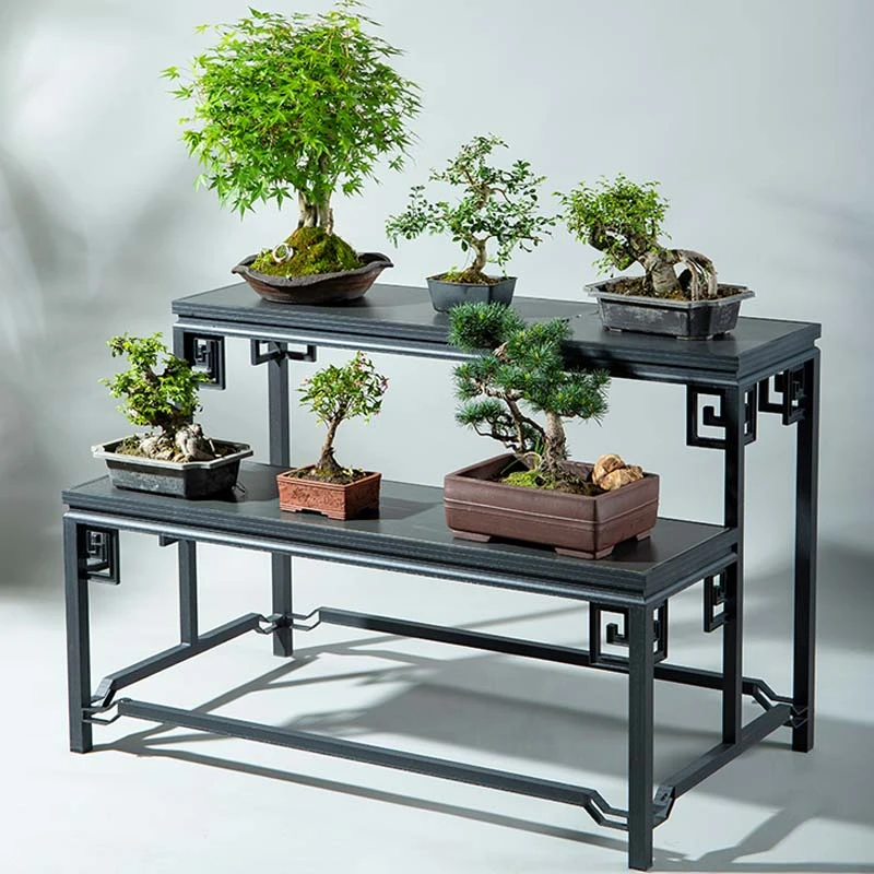 莫兰星铝合金双层花架中式绿植盆景架带轮花架园林双层铝合金花架