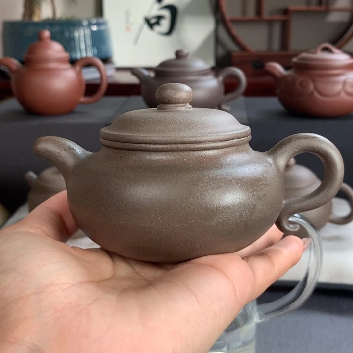 紫砂茶壶大水潭青灰紫泥
