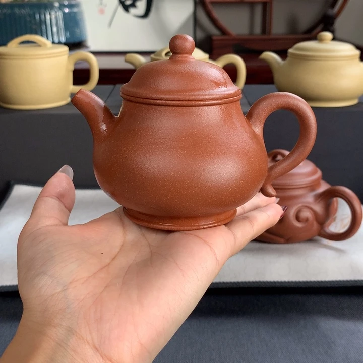 紫砂茶壶满颗粒红降坡220