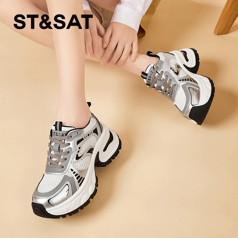 【月落星河】ST&SAT/星期六网面透气夏季新款老爹鞋厚底增高百搭00O